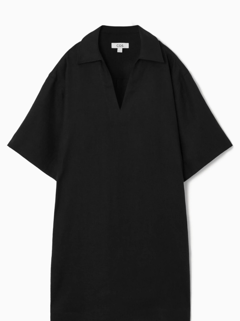 NWT COS Black Linen Mini Dress with Collar